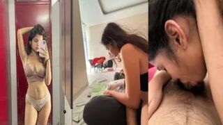 Beautiful Cute Young Girl Sucking Boyfriend Dick in Oyo Hotel