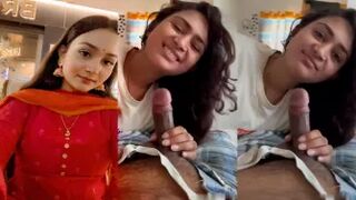 Beautiful Innocent Girl Quick Sucking Boyfriend Dick in Early Morning with Cute Expression