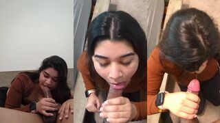 Beautiful Horny Babe Giving Blowjob Taking Cum In Face