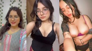 Extremely Beautiful Smiley Face Indian Girl Pressing her Big Boobs Rubbing Pussy