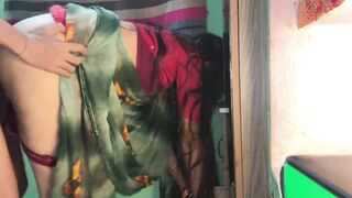 Newly Married Innocent Wife Sucking Husband Dick Stand Fucking Without Removing Sari