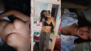 Beautiful Girl Getting high and Pressing Boobs
